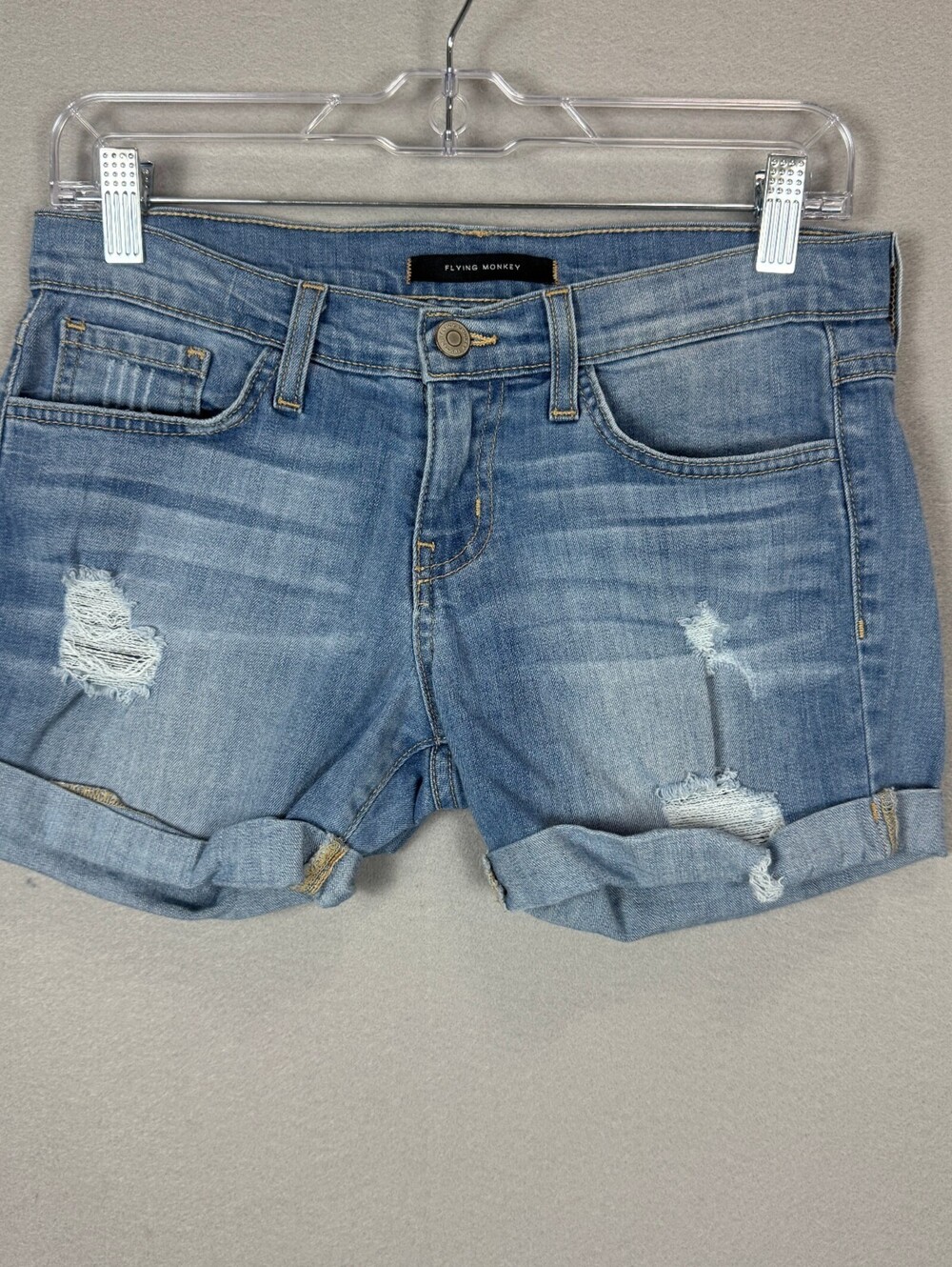 Flying Monkey Women's Blue Denim Shorts 6 Distressed